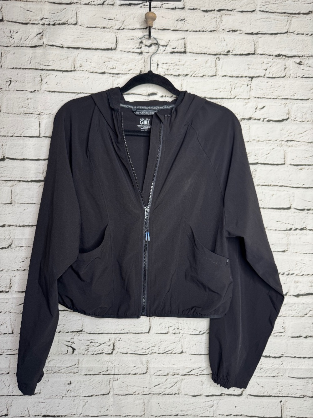 Athleta Girl Black Full-Zip Hooded Jacket